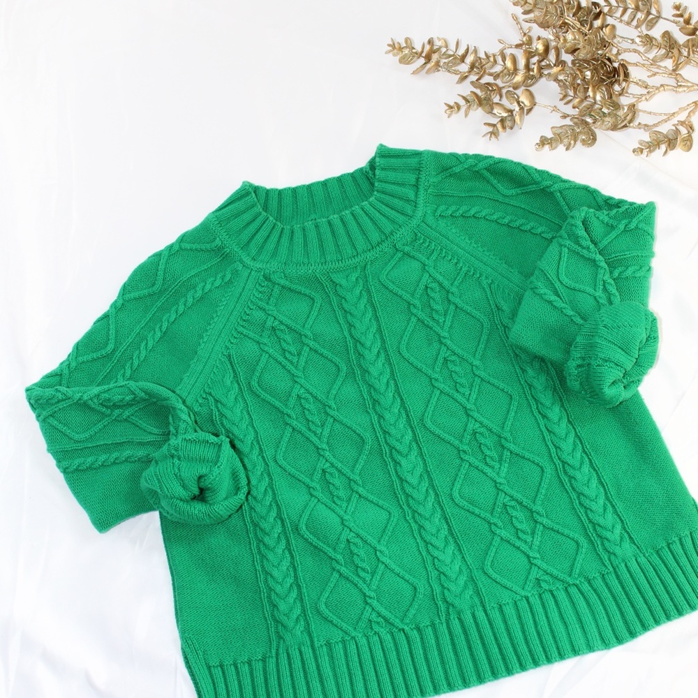 Gap 100% Cotton Cable Knit Split Hem Pullover Sweater